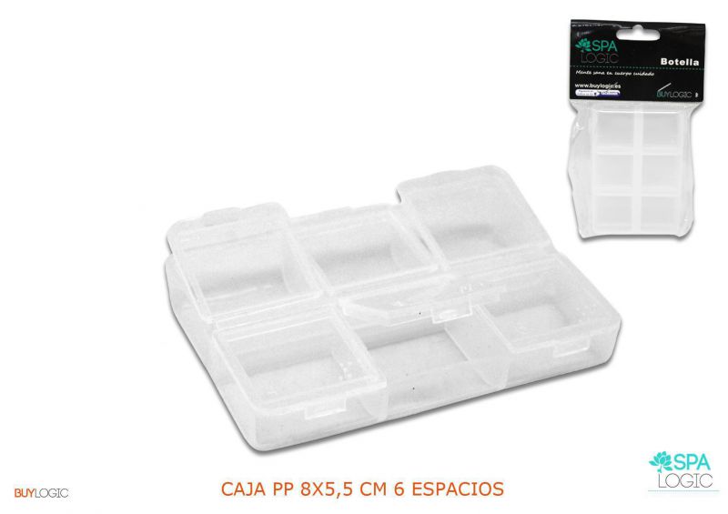 pp caja 8x6x1,5cm 6 espacios