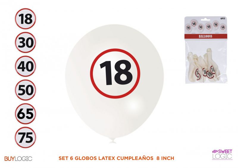 set 6 globos latex cumpleaños  8 inch