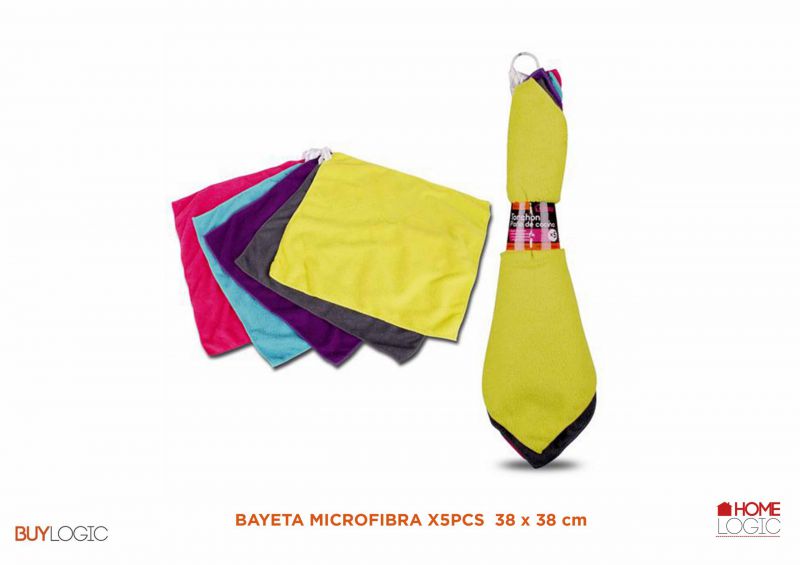 Bayeta microfibra x5pcs  38x38 cm