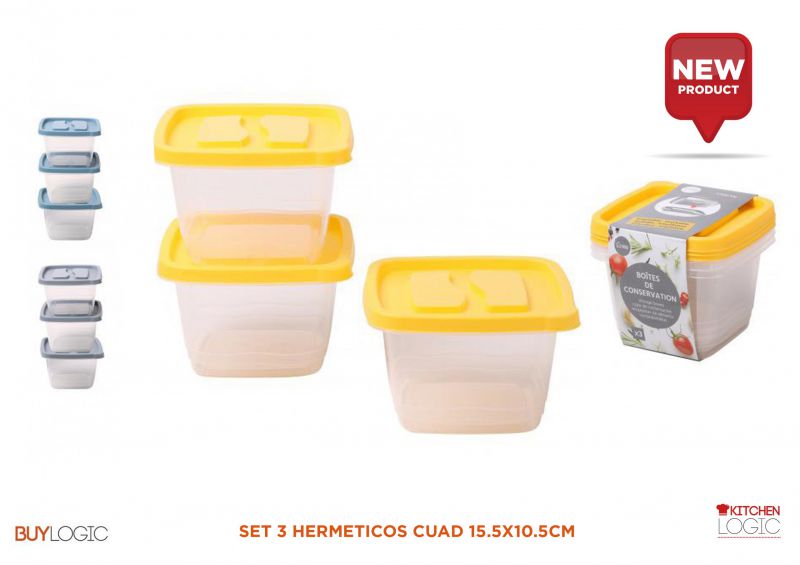 Set 3 hermeticos cuad 15.5x10.5cm
