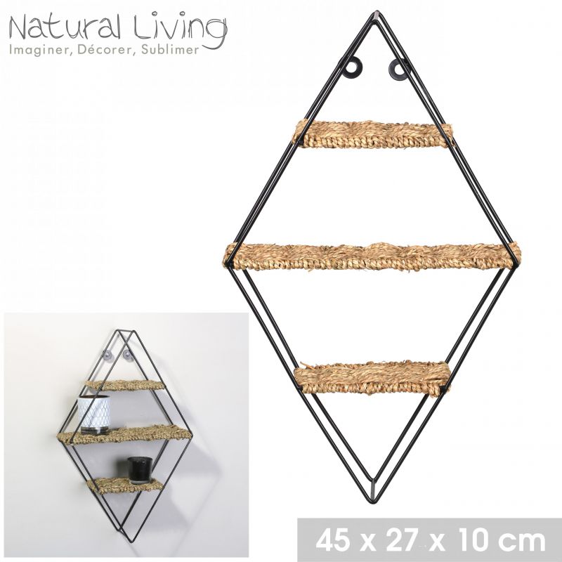 Natural living-estante estructura metal triangular