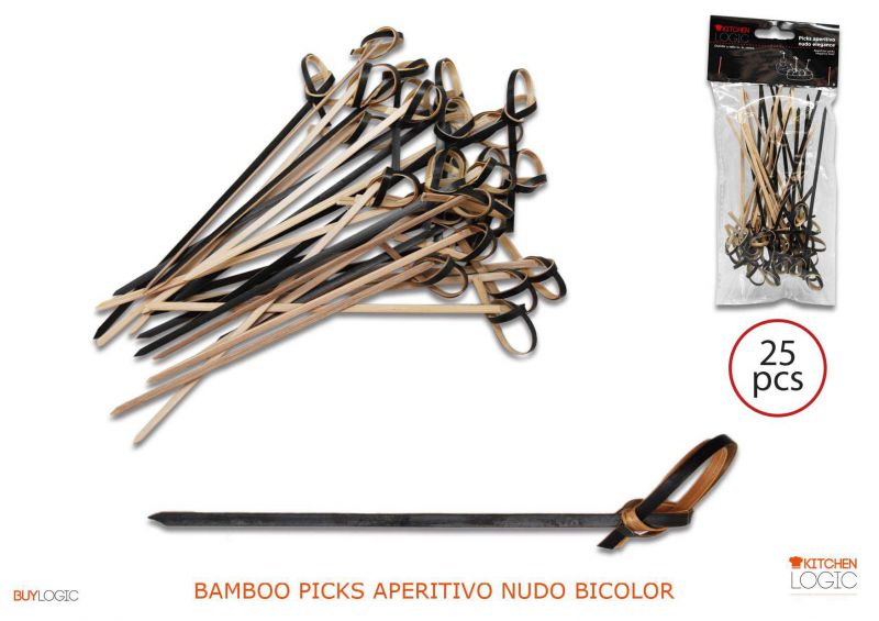 Bamboo picks aperitivo nudo bicolor x25