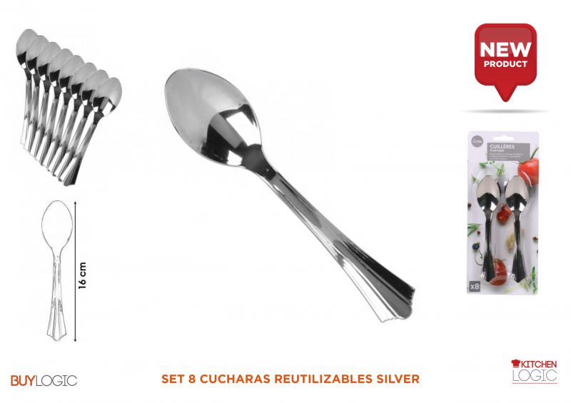 Set 8 cucharas reutilizables silver