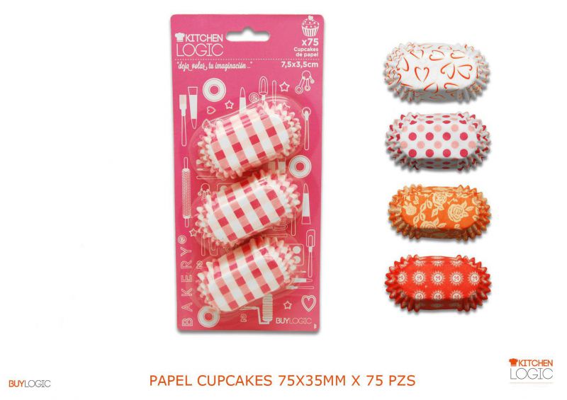 Papel cupcakes 75x35mm x 75 pzs