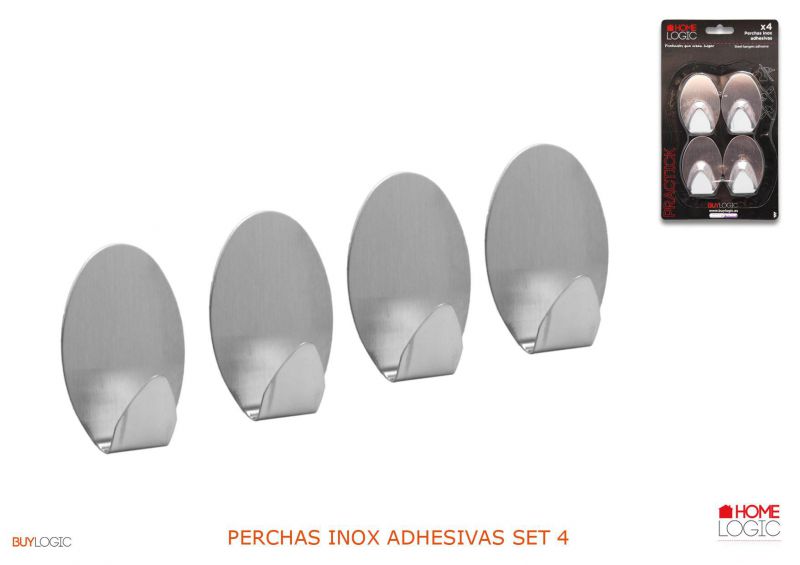 Perchas inox adhesivas set 4